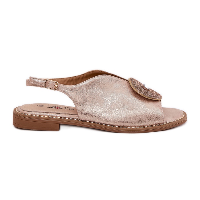 S.Barski Lesklé dámské sandály Dekorativní detaily S. Barski KV51-012 Pink Gold zlatý