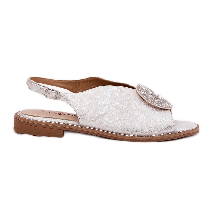 S.Barski Lesklé dámské sandály Dekorativní detail S. Barski KV51-012 stříbro stříbrný