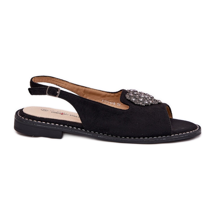 S.Barski Dámské sandály s dekorativním srdcem S. Barski KV27-018 Black černá S.Barski Dámské sandály s dekorativním srdcem S. Barski KV27-018 Black černá