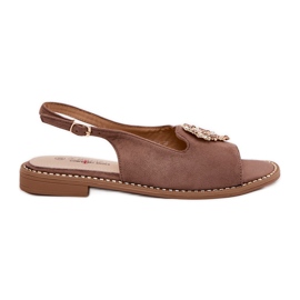 S.Barski Dámské sandály s dekorativním srdcem S. Barski KV27-018 Dark Beige béžový