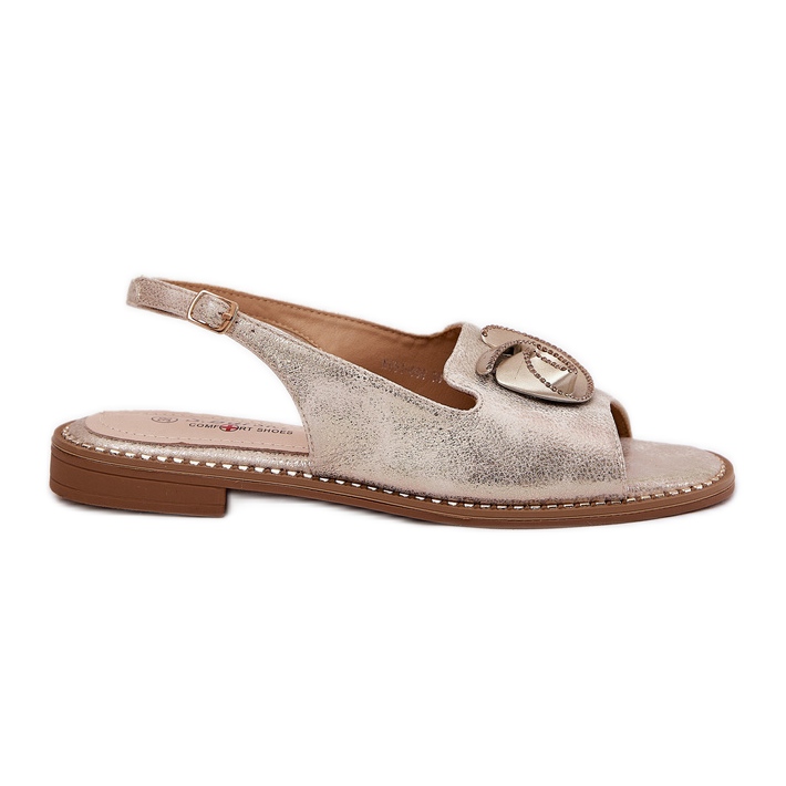 S.Barski Lesklé dámské sandály s ornamentem S. Barski KV51-006 Zlato zlatý