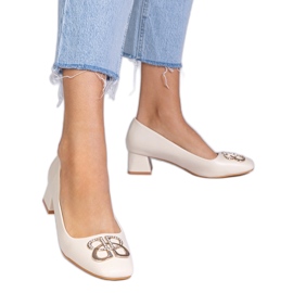 Béžová čerpadla se zirkony béžový