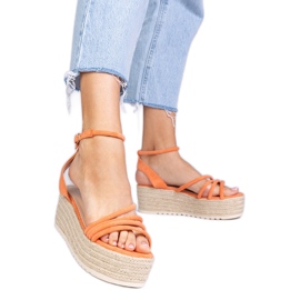 Orange Espadrilles na platformě pomerančový