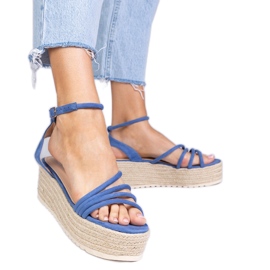 Blue Espadrilles sandály na platformě modrý