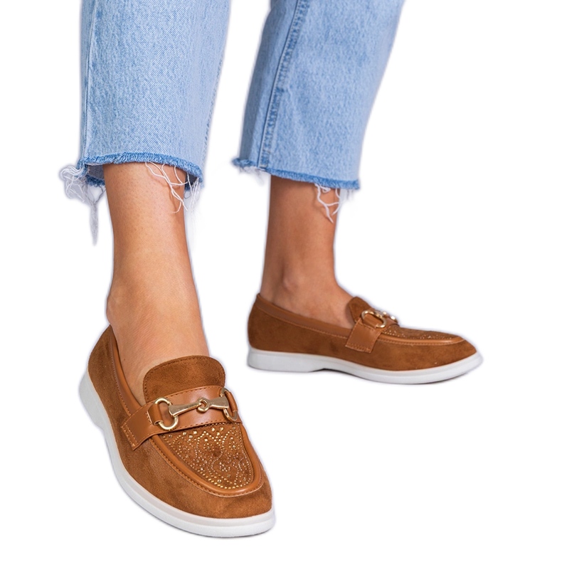 Hnědé mokasíny z Ekozamsz se zirkony hnědý