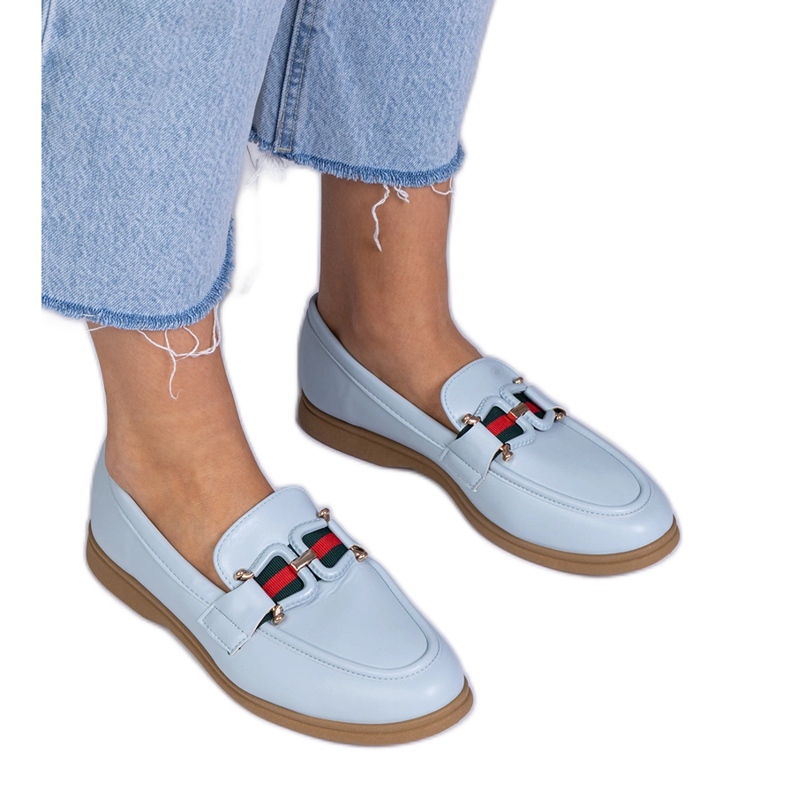Blue Ecosse Loafers s ozdobou modrý