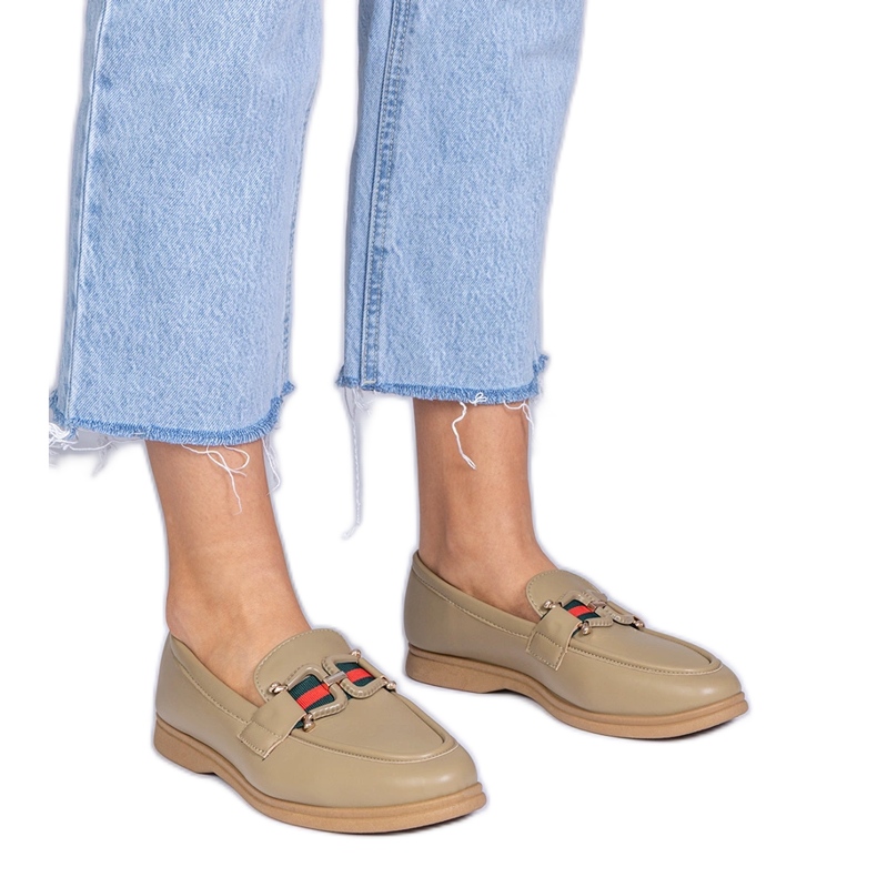 Zelené mokasíny s ekologickou prací s ozdobou zelená Zelené mokasíny s ekologickou prací s ozdobou zelená