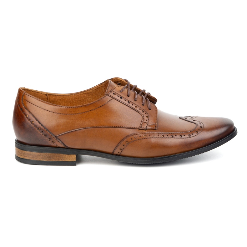 Olivier Men's Brogs Leather Shoes - Model 1023 Brown hnědý