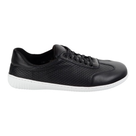 Olivier Naboso pánské minimalistické kožené boty 0742wk černé lisované černý