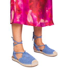 Ploché sandály Espadrilles s plochou modrý