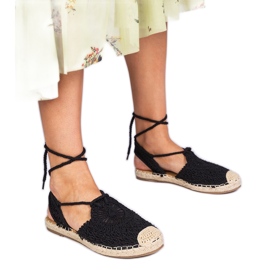 Černé ploché sandály Espadrilles černá
