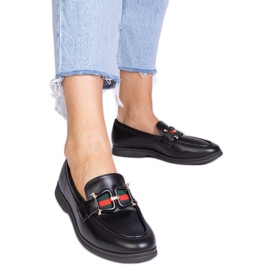 Black Eco -leather mokasíny s ozdobou černá