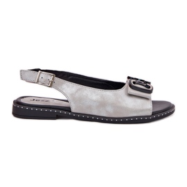 Jezzi Ploché sandály s dekorací Eco Leather Silver stříbro