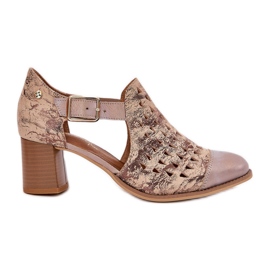 Dámské kožené otevřené práce Maciejka Boots 04962-43 béžový