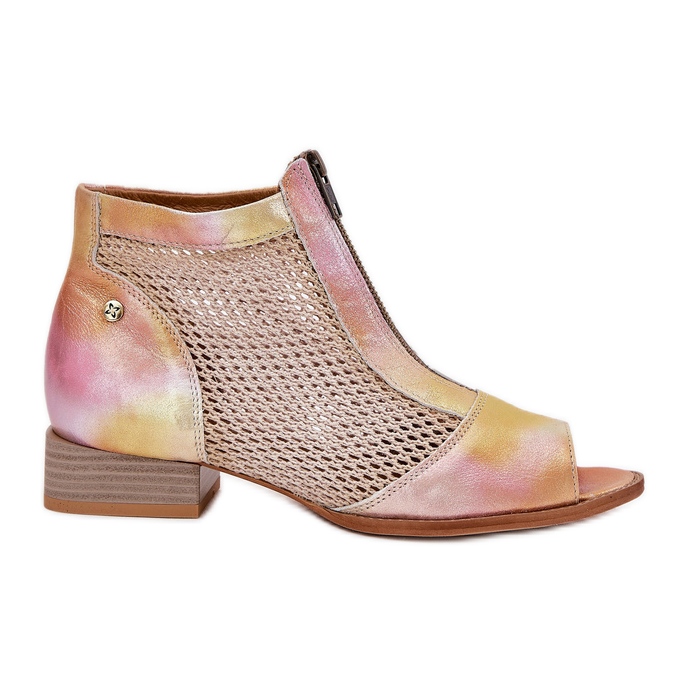 Dámské kožené boty s plochým podpatkem s holými prsty Maciejka 06413-15 Pink-Orange růžový Dámské kožené boty s plochým podpatkem s holými prsty Maciejka 06413-15 Pink-Orange růžový