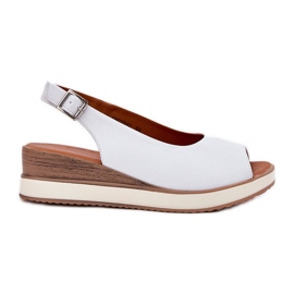 Kožené sandály na Artikera 56C2317 White Wedge bílý