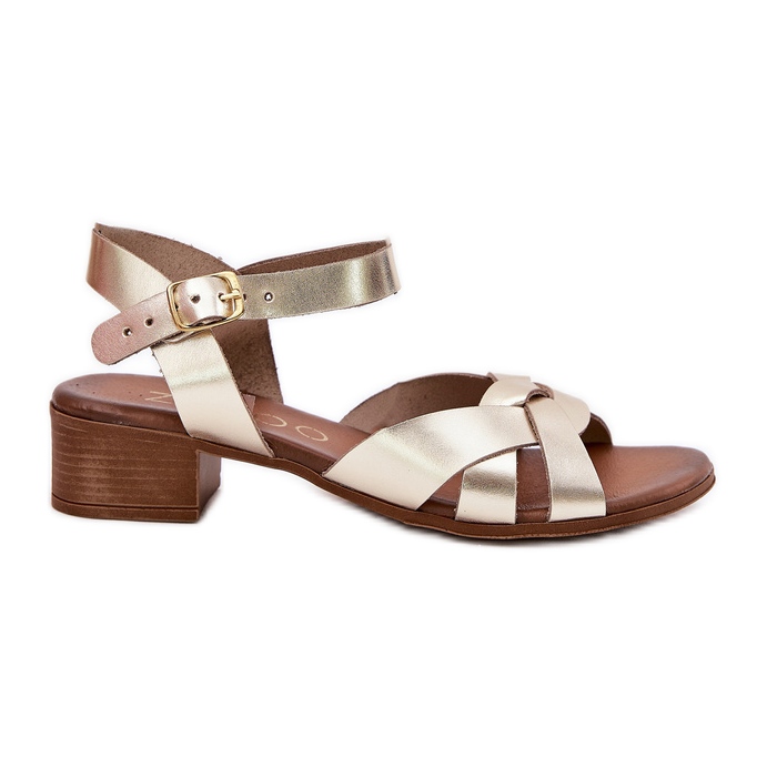 Kožené sandály s jemnou patou zazoo 40372 zlato zlatý