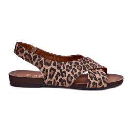 Zazoo Dámské kožené sandály hnědý leopard leopard béžový