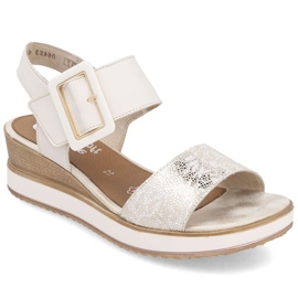 Kožená pohodlná sandály pro suchý zip, Remonte D6453-61 suchý zip bílý Kožená pohodlná sandály pro suchý zip, Remonte D6453-61 suchý zip bílý