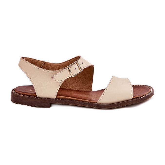 Zazoo 3014 Beige Leather Dámské kožené sandály béžový