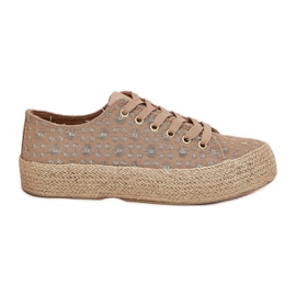 Patrouched dámské tenisky na platformě s Lee Cooper LCW-25-08-3646L Khaki Braid béžový