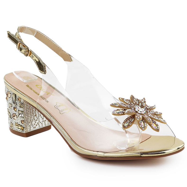 S.Barski Transparentní dámské sandály na příspěvku se zirkony Złote D&A od S. Barski MR51-002 zlatý S.Barski Transparentní dámské sandály na příspěvku se zirkony Złote D&A od S. Barski MR51-002 zlatý