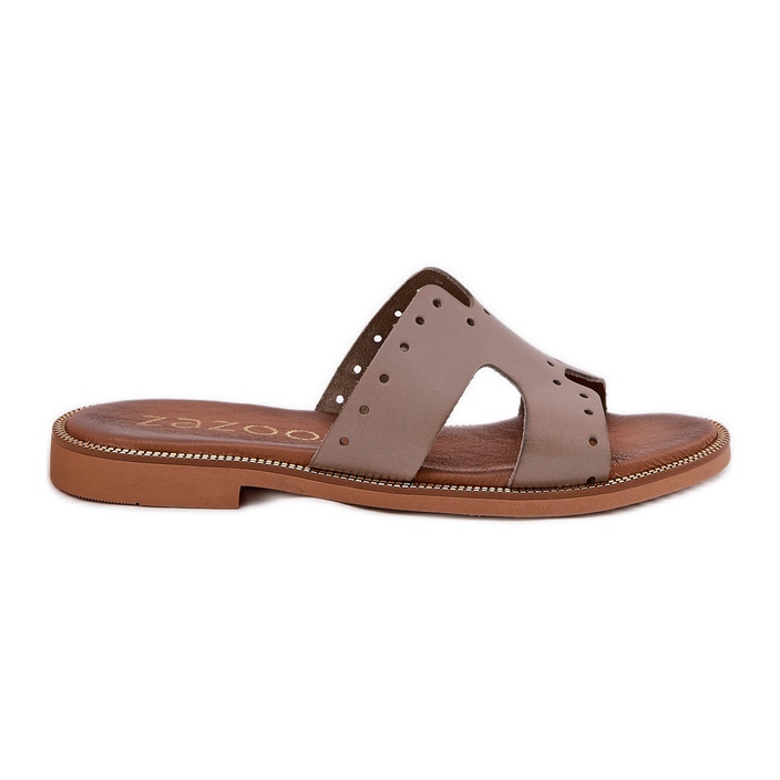 Zazoo 40326 Dámské pantofle s dekorativními výřezy temné požehnání béžový