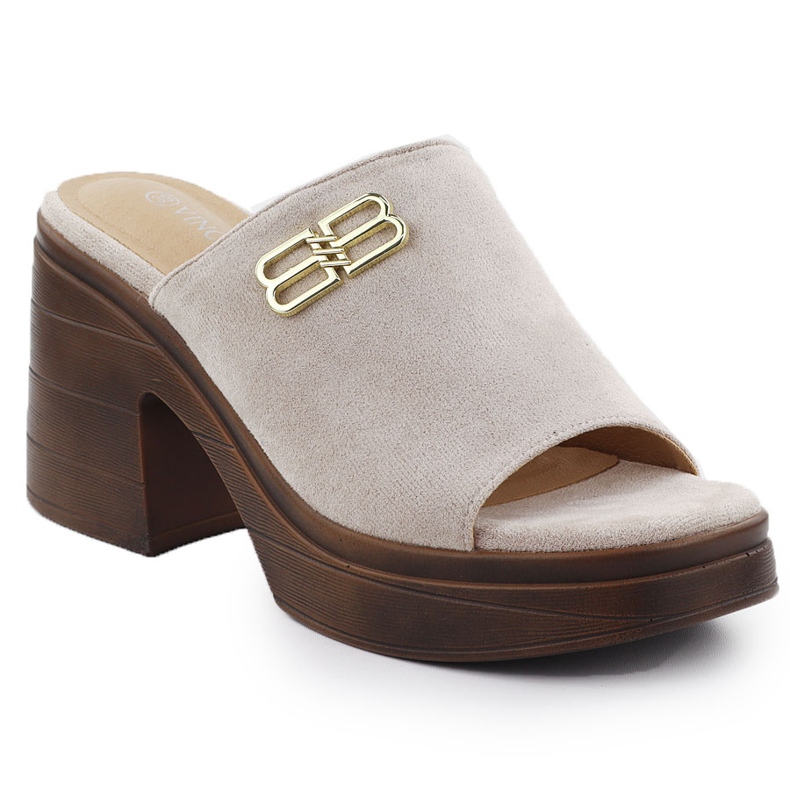Dámské pantofle na pilíře Beige Vinceza 17400 béžový