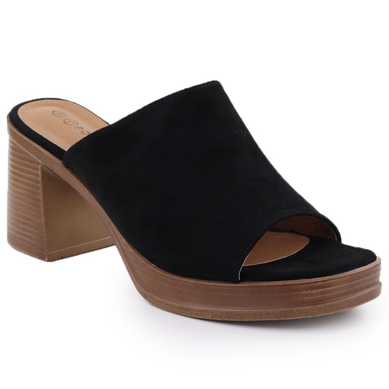 Dámské semišové žabky na Black Potocki Post 54309 černá Dámské semišové žabky na Black Potocki Post 54309 černá