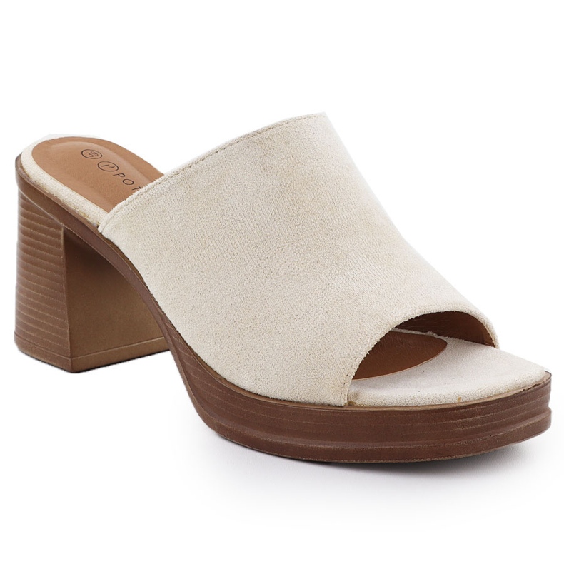 Dámské semišové žabky na post Beige Potocki 54309 béžový Dámské semišové žabky na post Beige Potocki 54309 béžový