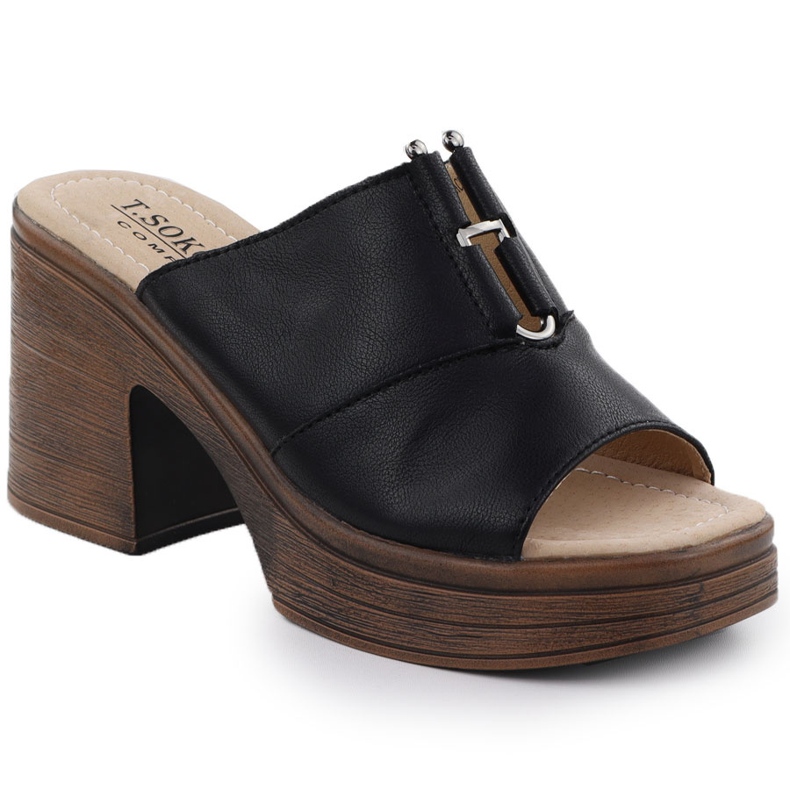 Dámské kožené žabky na černé T.Sokolski L25-13 Post černá