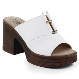 Dámské kožené žabky na bílém post T.Sokolski L25-13 bílý Dámské kožené žabky na bílém post T.Sokolski L25-13 bílý