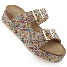 Pantofle na tlusté podrážce se svorkami t.sokolski L25-322 vícebarevný