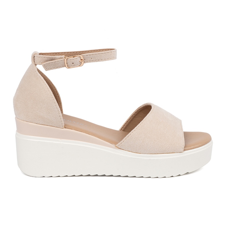 Seastar Světelné dámské sandály na bílém klínu béžový