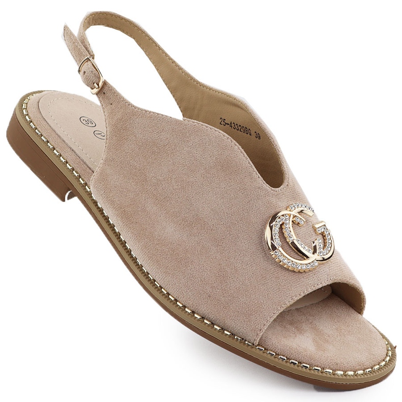 Dámské sandály postavené s béžovou dekorací 43329 Potocki béžový Dámské sandály postavené s béžovou dekorací 43329 Potocki béžový