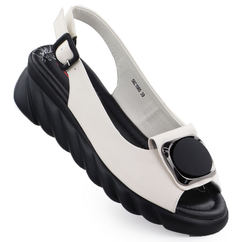 ARTIKER Dámské kožené sandály na klínovém krémovém artikiru 56C1565 krémová