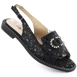 Dámské kožené sandály Black S.barski KV51-096 černá