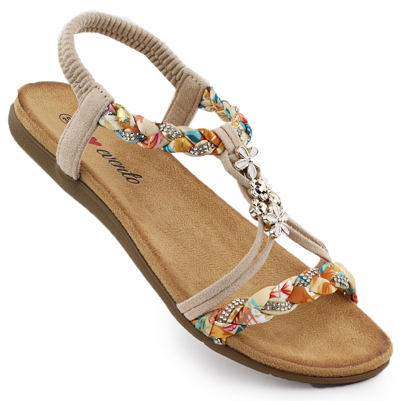 EVento Dámské sandály sklouzly Beige Eveno 8309 béžový EVento Dámské sandály sklouzly Beige Eveno 8309 béžový