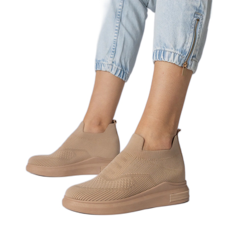 Hnědé ponožky posuvné tenisky hnědý Hnědé ponožky posuvné tenisky hnědý