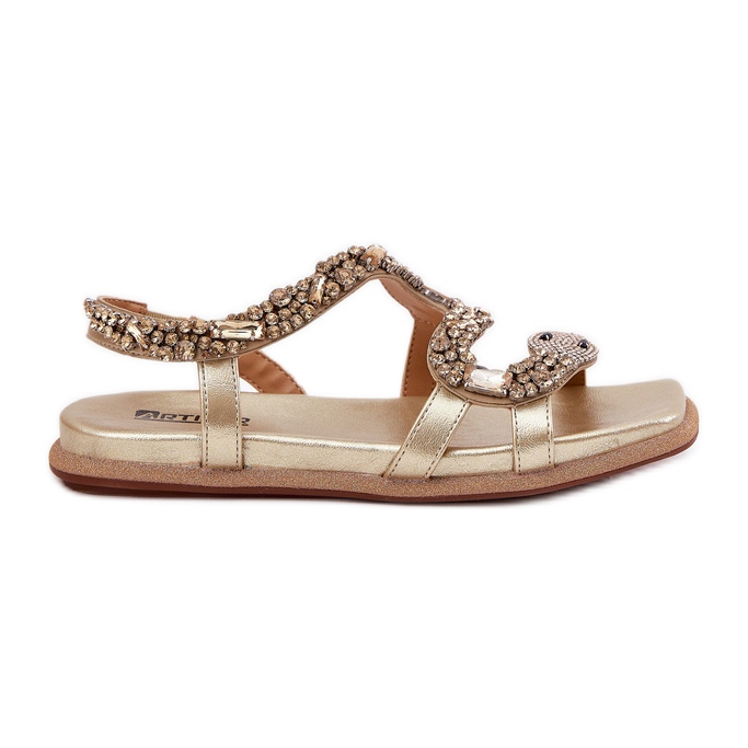 ARTIKER Dámské sandály s dekorací Eco Leather Hose Artker 56C1362 Gold zlatý ARTIKER Dámské sandály s dekorací Eco Leather Hose Artker 56C1362 Gold zlatý