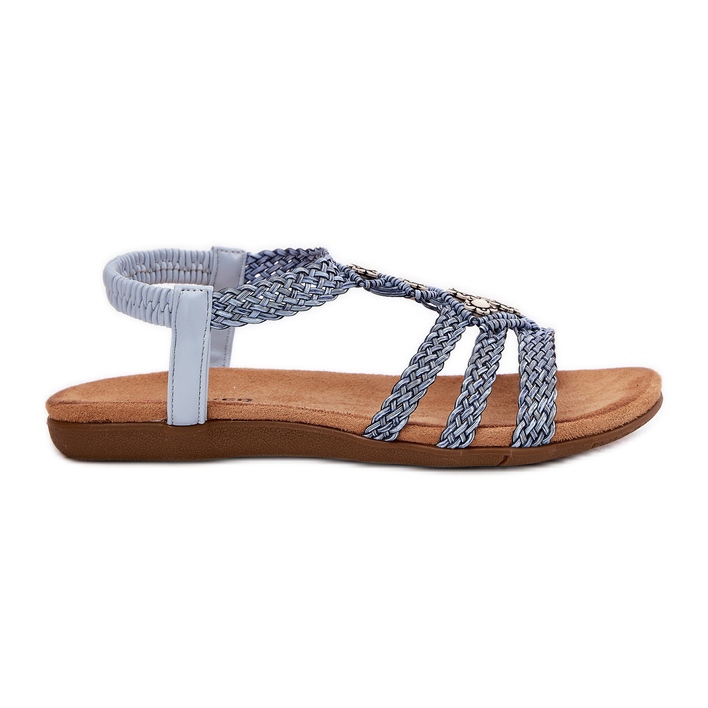 Dámské ploché sandály s pleteným Artikerem 56C1325 Blue Stripes modrý