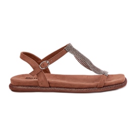 ARTIKER Ploché elegantní dámské sandály s artikem 56C1365 krystaly hnědé hnědý ARTIKER Ploché elegantní dámské sandály s artikem 56C1365 krystaly hnědé hnědý