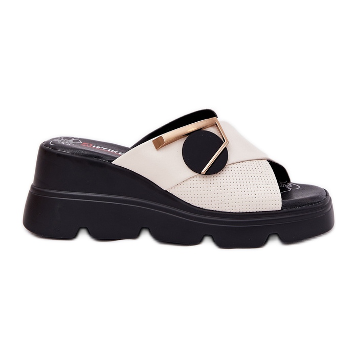 ARTIKER Elegantní kožená dámská klíny se starodávnou dekorací Artker 56C1585 béžové béžový