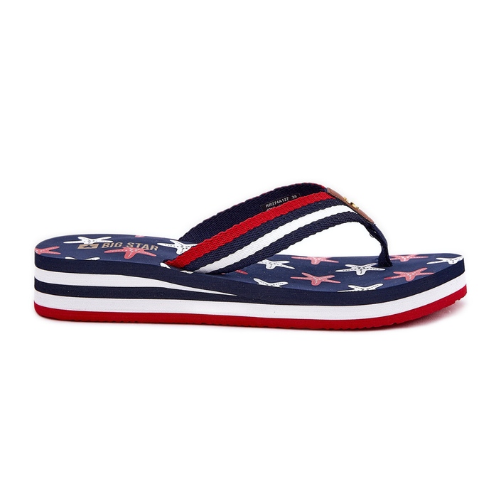 Dámské flip -flops na klínech Big Star RR274A127 Navy Blue modrý Dámské flip -flops na klínech Big Star RR274A127 Navy Blue modrý