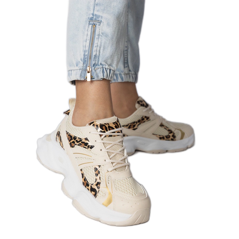 Panther sportovní tenisky na masivní podrážce béžový