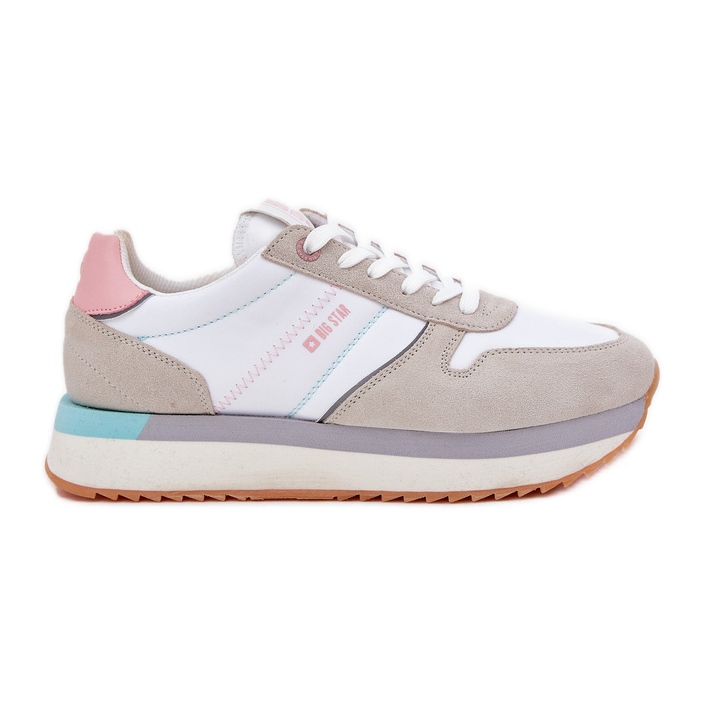 Big Star Dámské semišové tenisky Velká hvězda RR274A047 Hi-Polish Beige-White System béžový