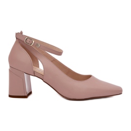 Kožená čerpadla na post Maciejka K6816-04 Beige béžový