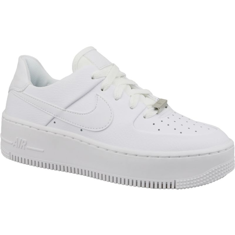 Bílé kožené boty Nike Air Force 1 Sage Low AR5339-100 bílý