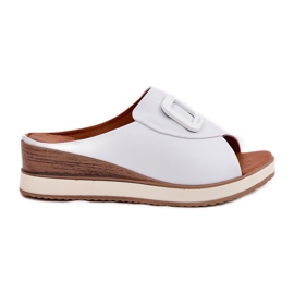 Dámské kožené žabky na Artiker 56C2144 White Wedge bílý
