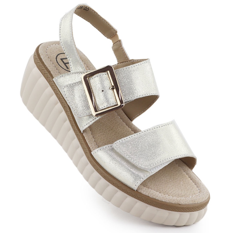 Kožená kožená sandály Filippo 7040 zlatý Kožená kožená sandály Filippo 7040 zlatý